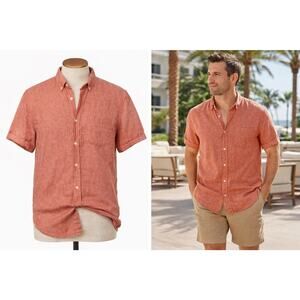 Banana Republic 100% Linen Camden Fit Long Sleeve Button Shirt Mens Size XL